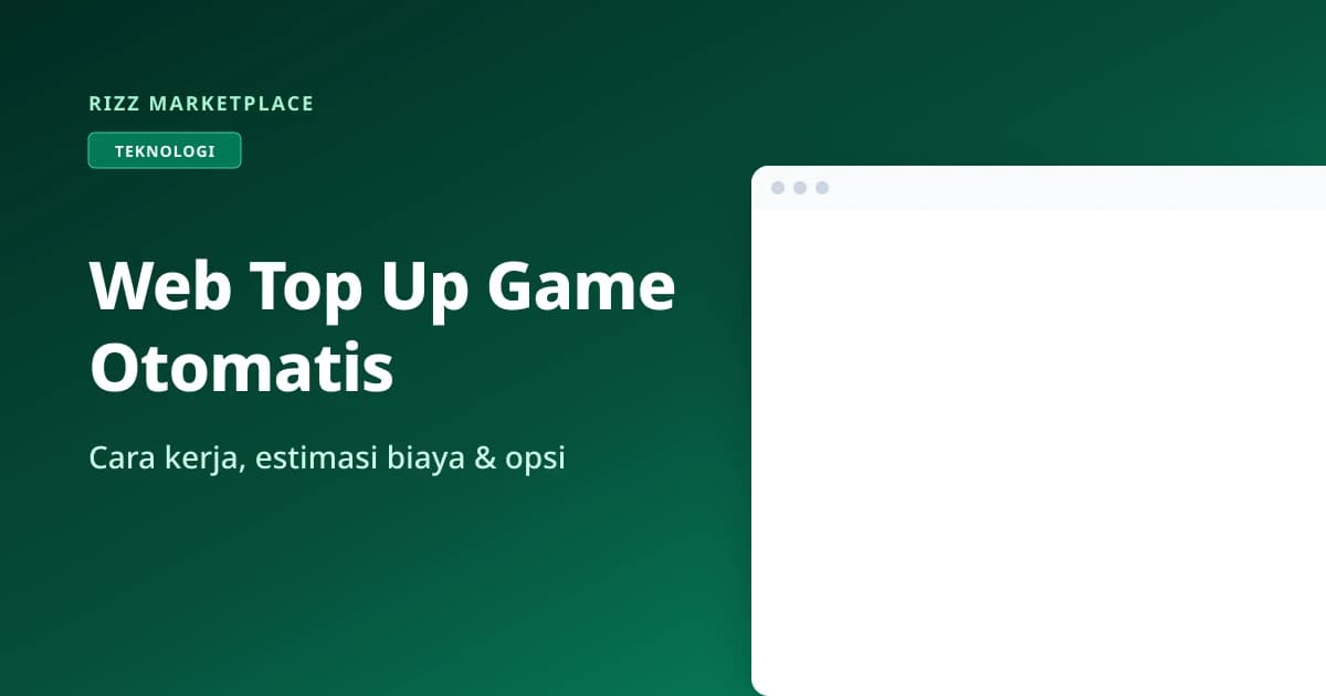 Ilustrasi website top up game otomatis dengan dashboard